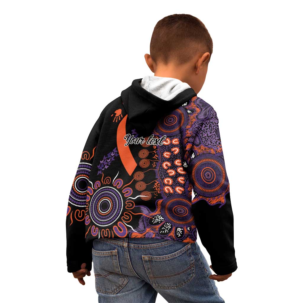 Psoriasis Awareness Personalised Kid Hoodie Aboriginal Ribbon Dot Painting