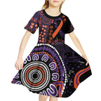 Psoriasis Awareness Personalised Kid Short Sleeve Dress Aboriginal Ribbon Dot Painting