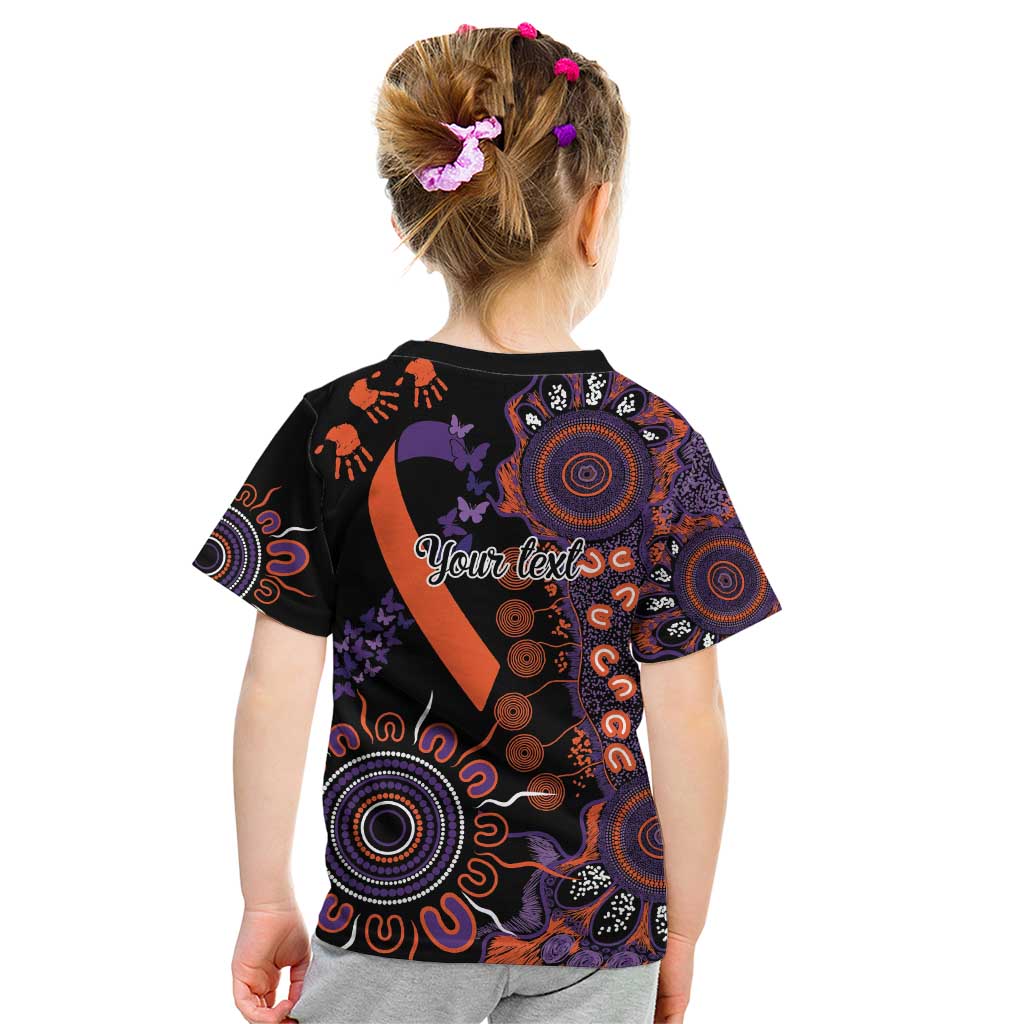 Psoriasis Awareness Personalised Kid T Shirt Aboriginal Ribbon Dot Painting