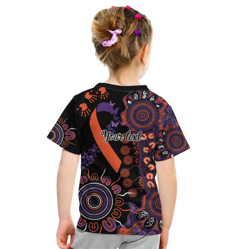 Psoriasis Awareness Personalised Kid T Shirt Aboriginal Ribbon Dot Painting
