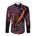 Psoriasis Awareness Personalised Long Sleeve Button Shirt Aboriginal Ribbon Dot Painting