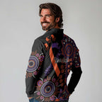 Psoriasis Awareness Personalised Long Sleeve Polo Shirt Aboriginal Ribbon Dot Painting