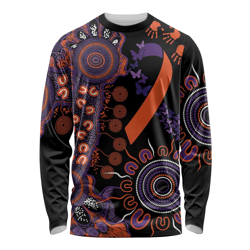 Psoriasis Awareness Personalised Long Sleeve Shirt Aboriginal Ribbon Dot Painting