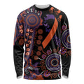 Psoriasis Awareness Personalised Long Sleeve Shirt Aboriginal Ribbon Dot Painting