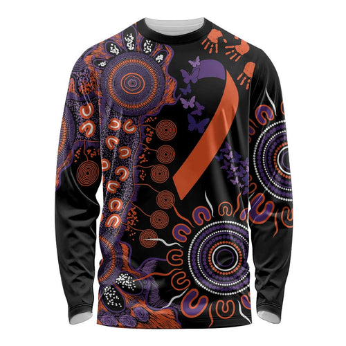 Psoriasis Awareness Personalised Long Sleeve Shirt Aboriginal Ribbon Dot Painting