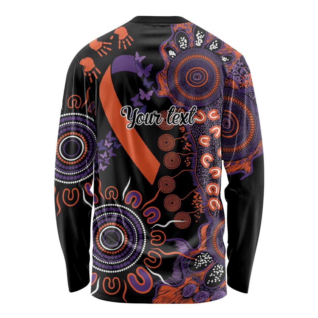 Psoriasis Awareness Personalised Long Sleeve Shirt Aboriginal Ribbon Dot Painting