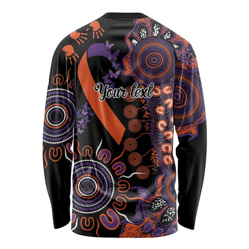 Psoriasis Awareness Personalised Long Sleeve Shirt Aboriginal Ribbon Dot Painting