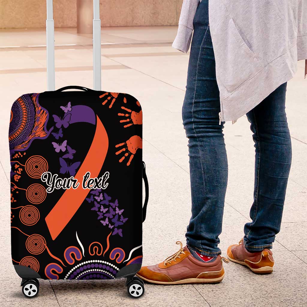 Psoriasis Awareness Personalised Luggage Cover Aboriginal Ribbon Dot Painting