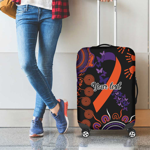 Psoriasis Awareness Personalised Luggage Cover Aboriginal Ribbon Dot Painting