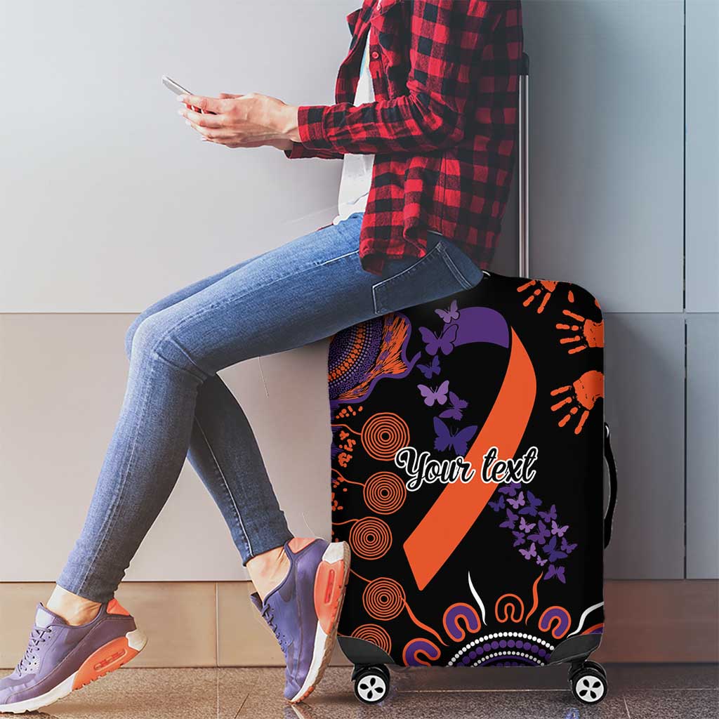 Psoriasis Awareness Personalised Luggage Cover Aboriginal Ribbon Dot Painting
