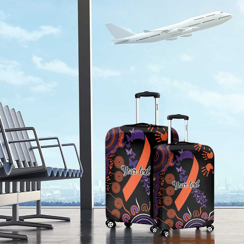 Psoriasis Awareness Personalised Luggage Cover Aboriginal Ribbon Dot Painting