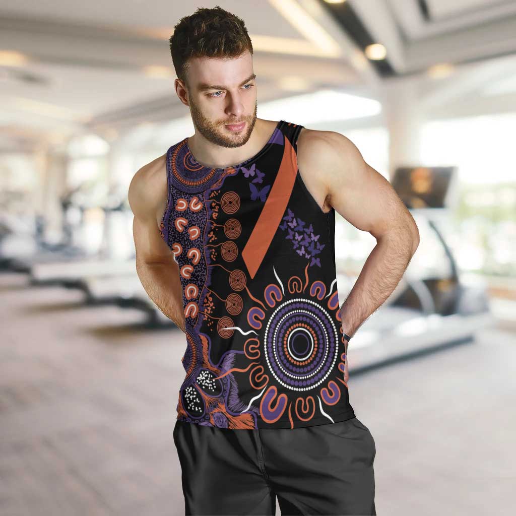 Psoriasis Awareness Personalised Men Tank Top Aboriginal Ribbon Dot Painting