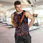 Psoriasis Awareness Personalised Men Tank Top Aboriginal Ribbon Dot Painting