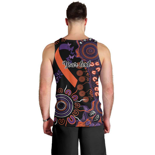 Psoriasis Awareness Personalised Men Tank Top Aboriginal Ribbon Dot Painting
