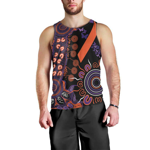 Psoriasis Awareness Personalised Men Tank Top Aboriginal Ribbon Dot Painting