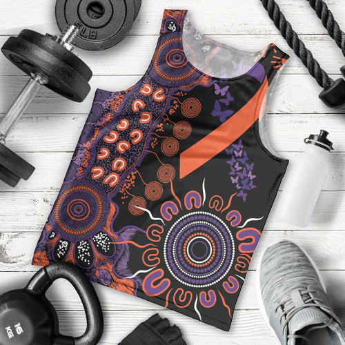 Psoriasis Awareness Personalised Men Tank Top Aboriginal Ribbon Dot Painting
