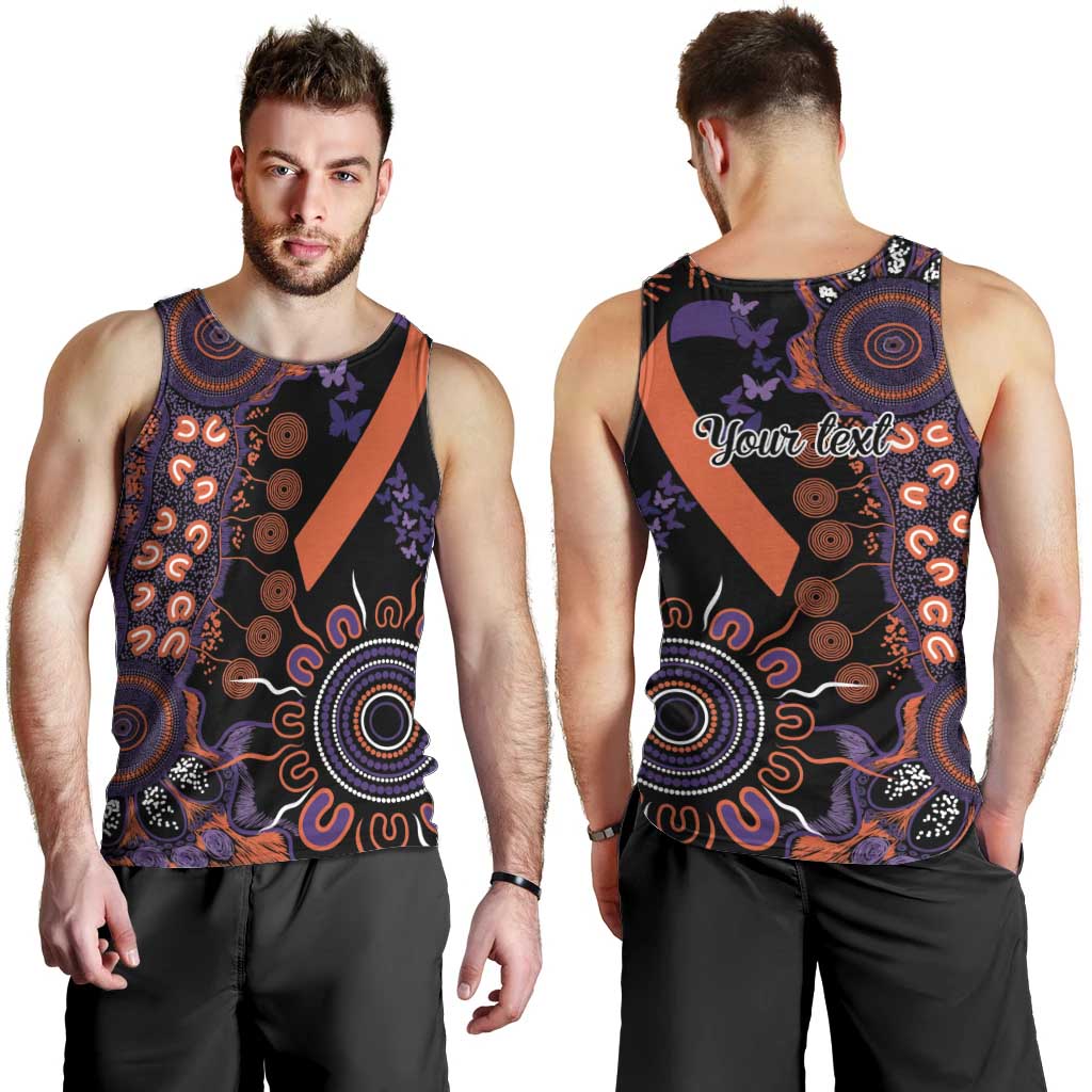 Psoriasis Awareness Personalised Men Tank Top Aboriginal Ribbon Dot Painting
