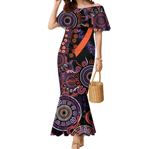 Psoriasis Awareness Personalised Mermaid Dress Aboriginal Ribbon Dot Painting
