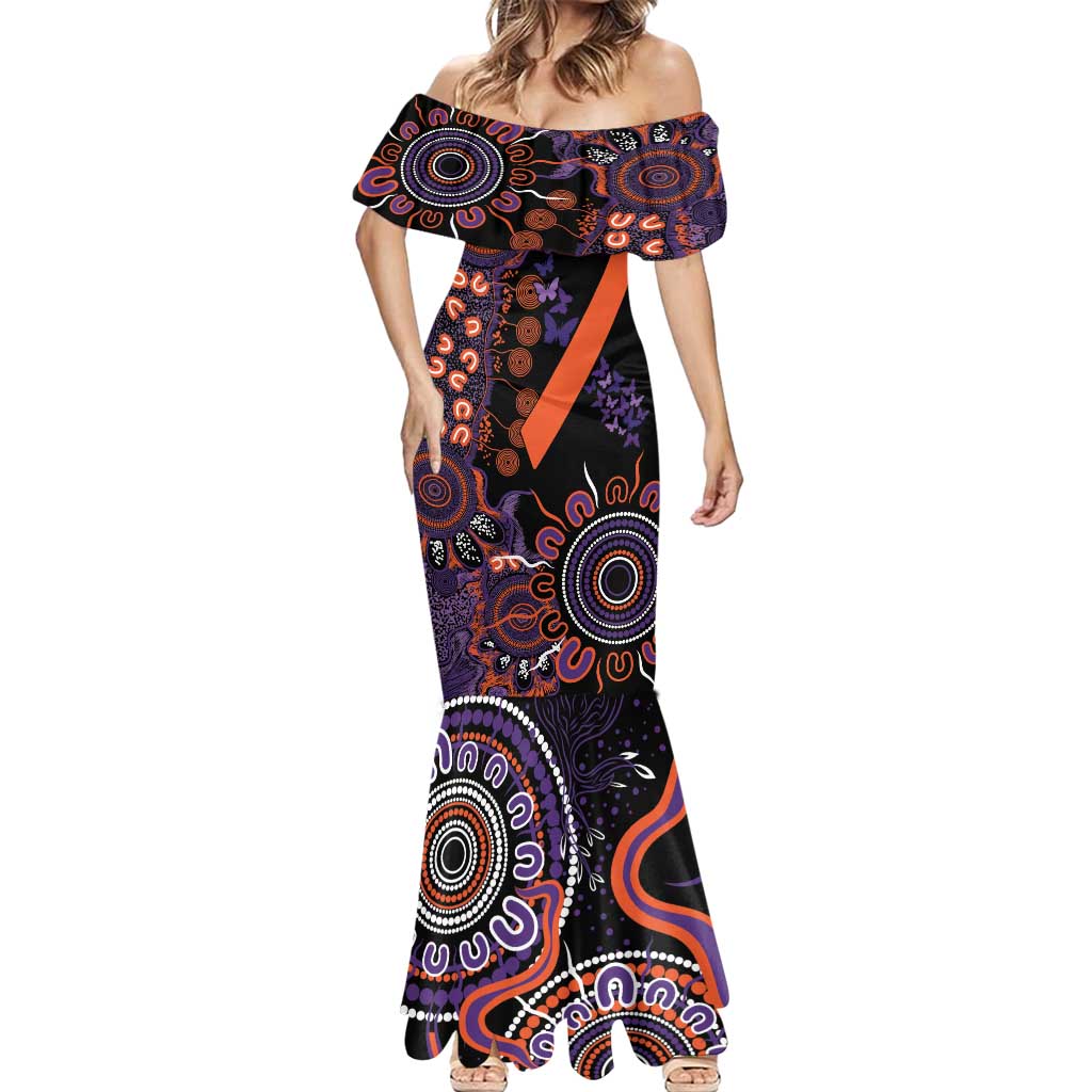 Psoriasis Awareness Personalised Mermaid Dress Aboriginal Ribbon Dot Painting