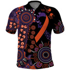 Psoriasis Awareness Personalised Polo Shirt Aboriginal Ribbon Dot Painting