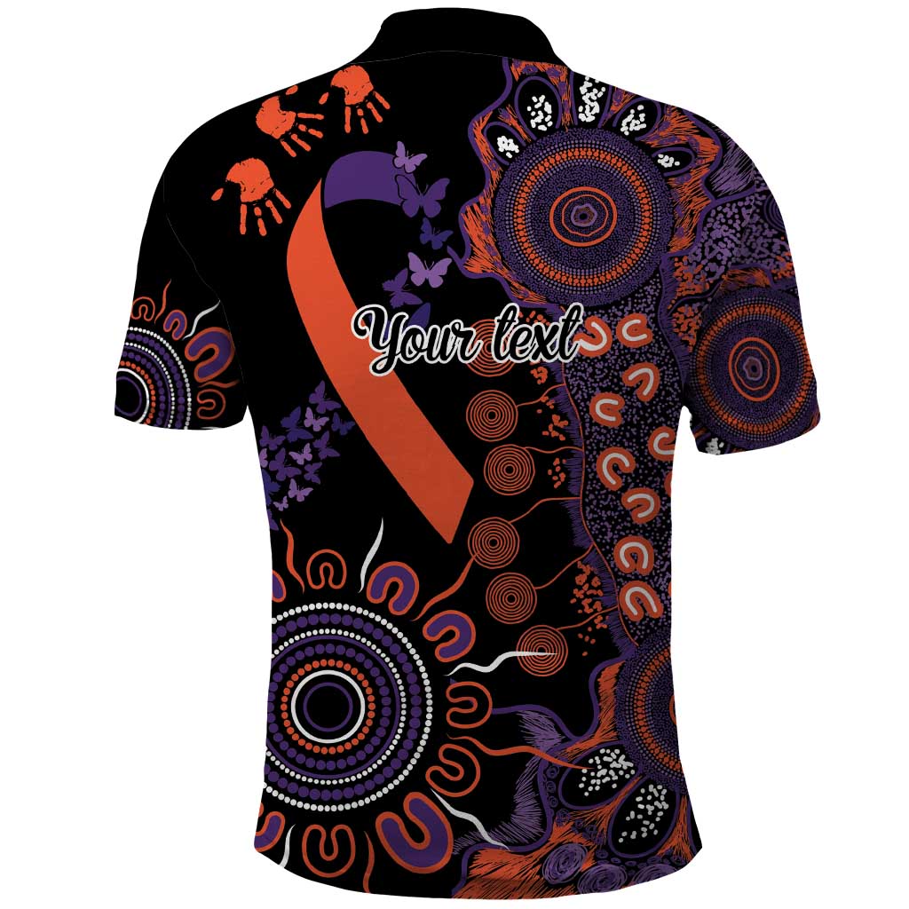 Psoriasis Awareness Personalised Polo Shirt Aboriginal Ribbon Dot Painting