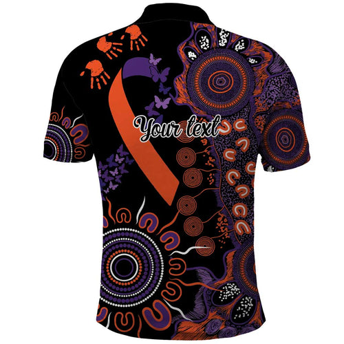 Psoriasis Awareness Personalised Polo Shirt Aboriginal Ribbon Dot Painting