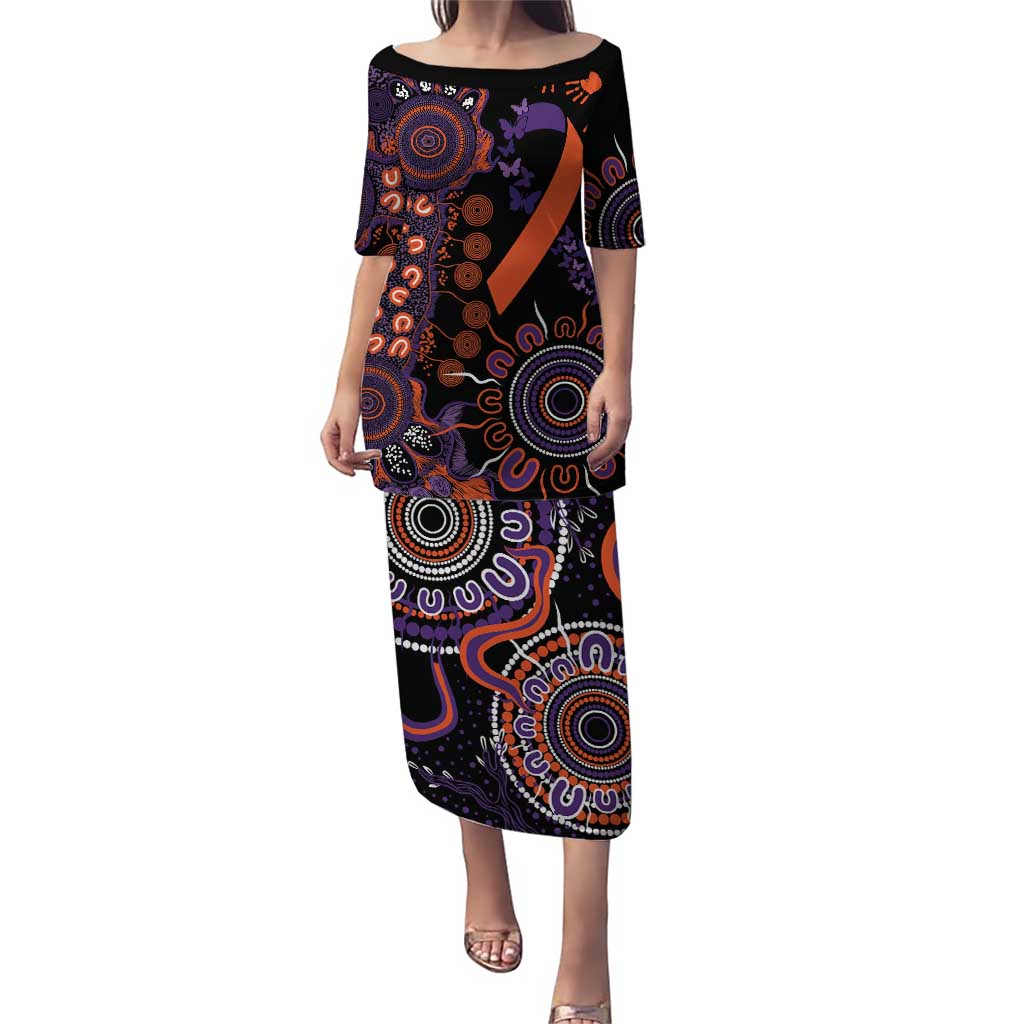 Psoriasis Awareness Personalised Puletasi Aboriginal Ribbon Dot Painting