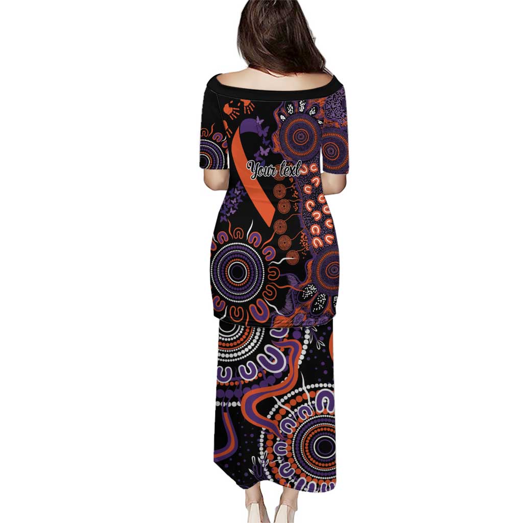 Psoriasis Awareness Personalised Puletasi Aboriginal Ribbon Dot Painting