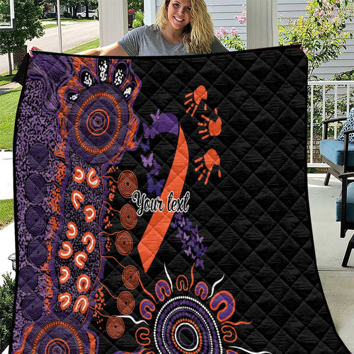 Psoriasis Awareness Personalised Quilt Aboriginal Ribbon Dot Painting