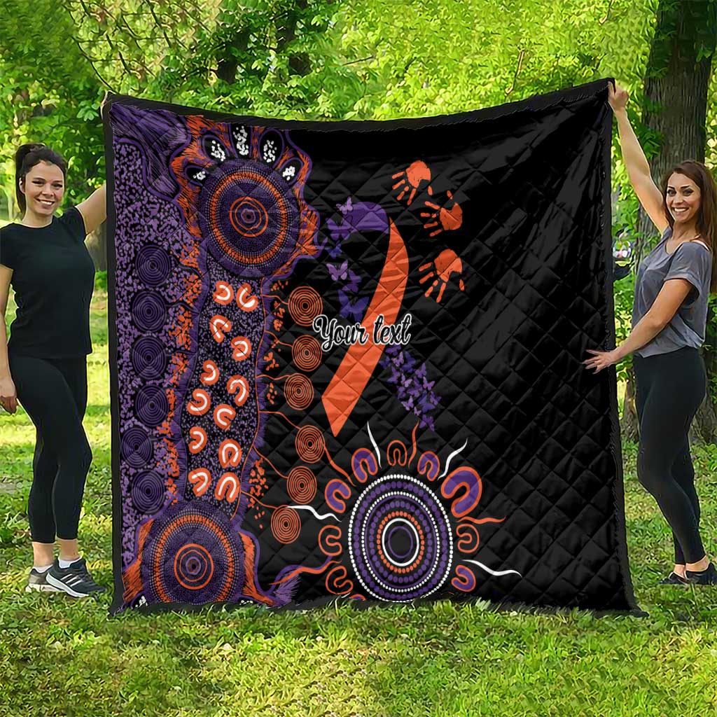 Psoriasis Awareness Personalised Quilt Aboriginal Ribbon Dot Painting