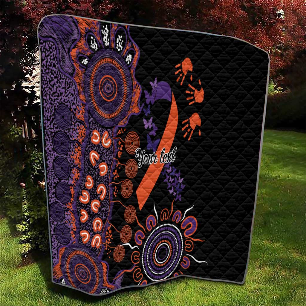 Psoriasis Awareness Personalised Quilt Aboriginal Ribbon Dot Painting