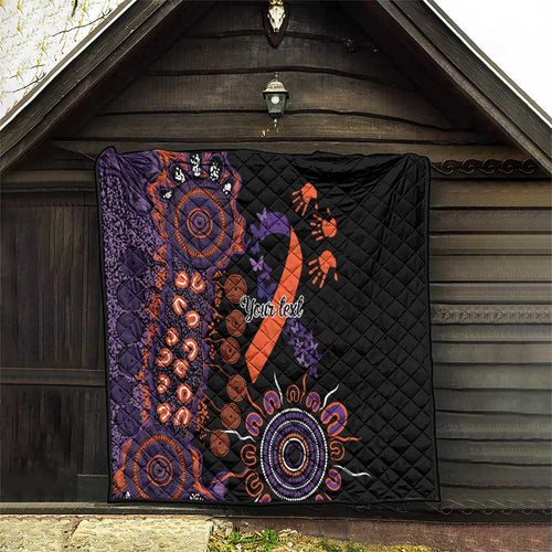 Psoriasis Awareness Personalised Quilt Aboriginal Ribbon Dot Painting