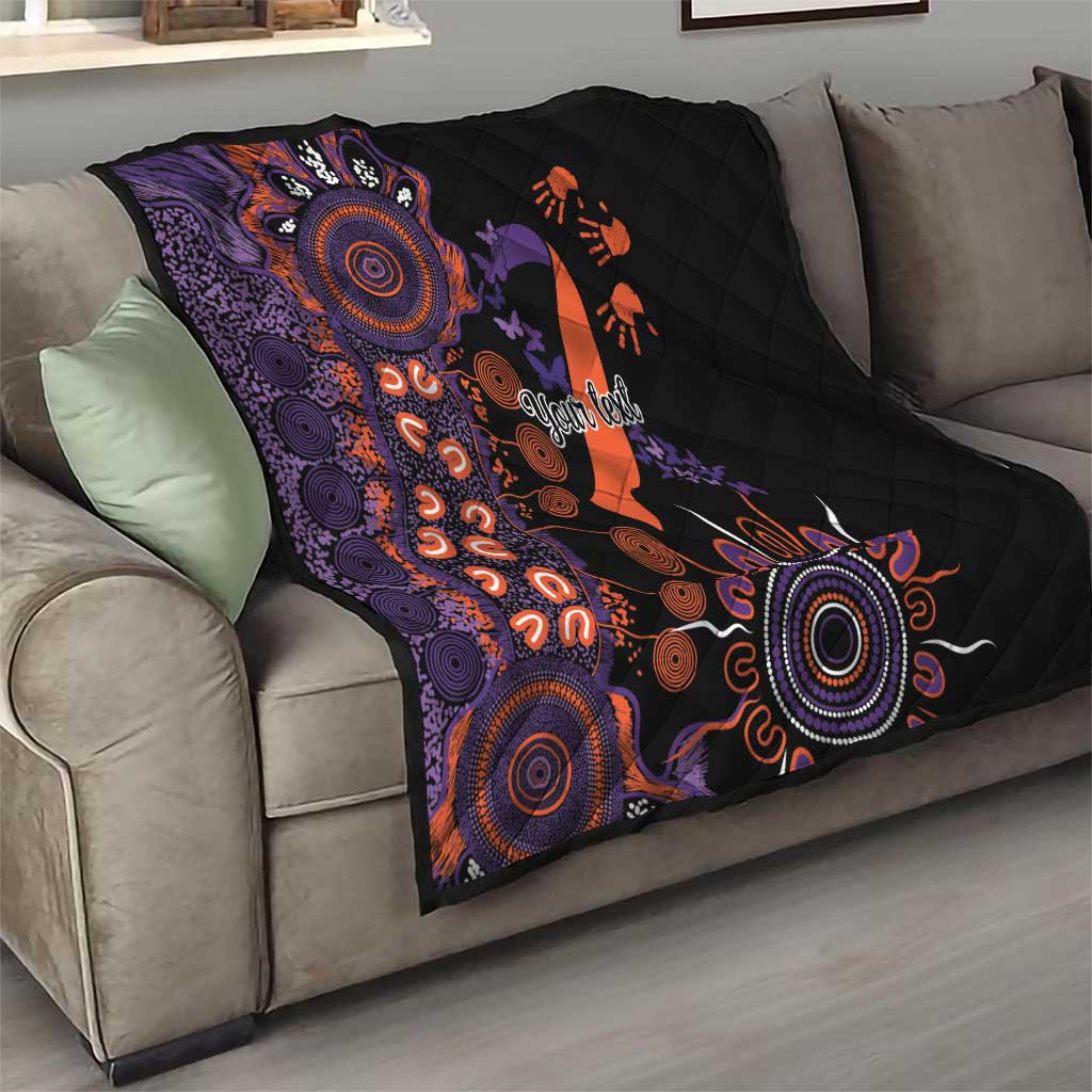 Psoriasis Awareness Personalised Quilt Aboriginal Ribbon Dot Painting