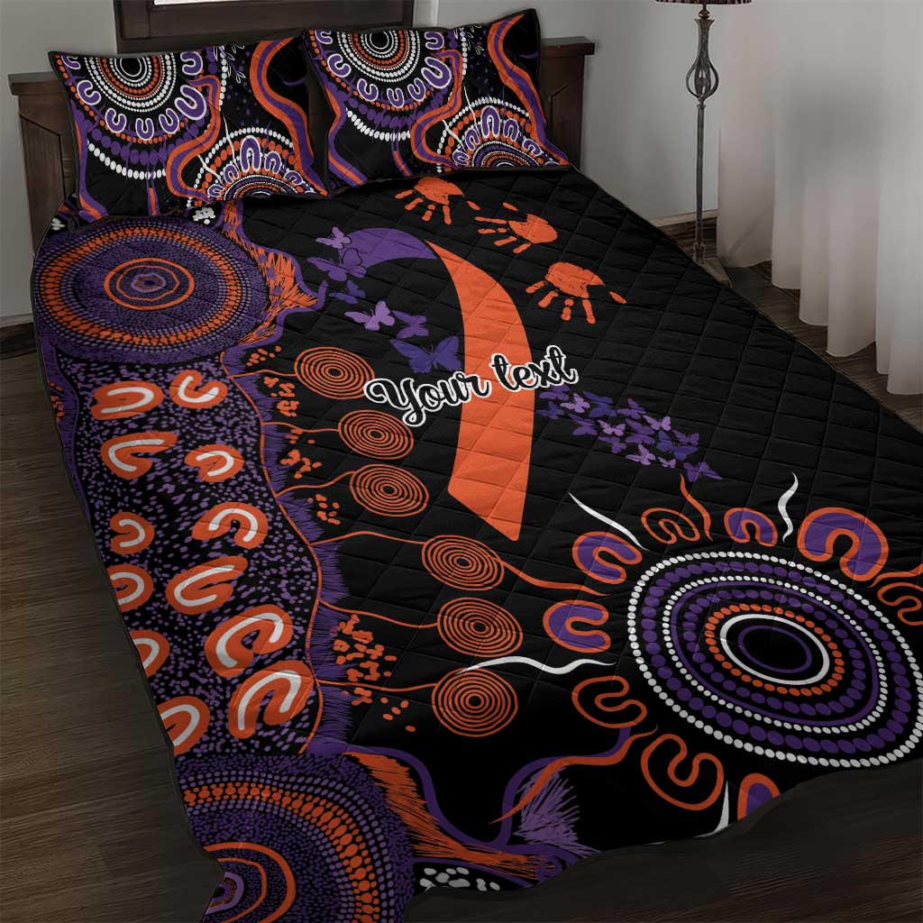 Psoriasis Awareness Personalised Quilt Bed Set Aboriginal Ribbon Dot Painting