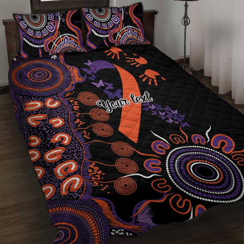 Psoriasis Awareness Personalised Quilt Bed Set Aboriginal Ribbon Dot Painting