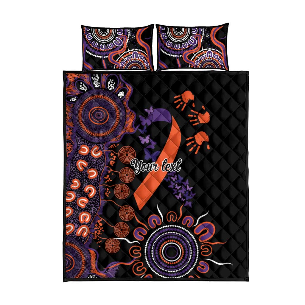 Psoriasis Awareness Personalised Quilt Bed Set Aboriginal Ribbon Dot Painting