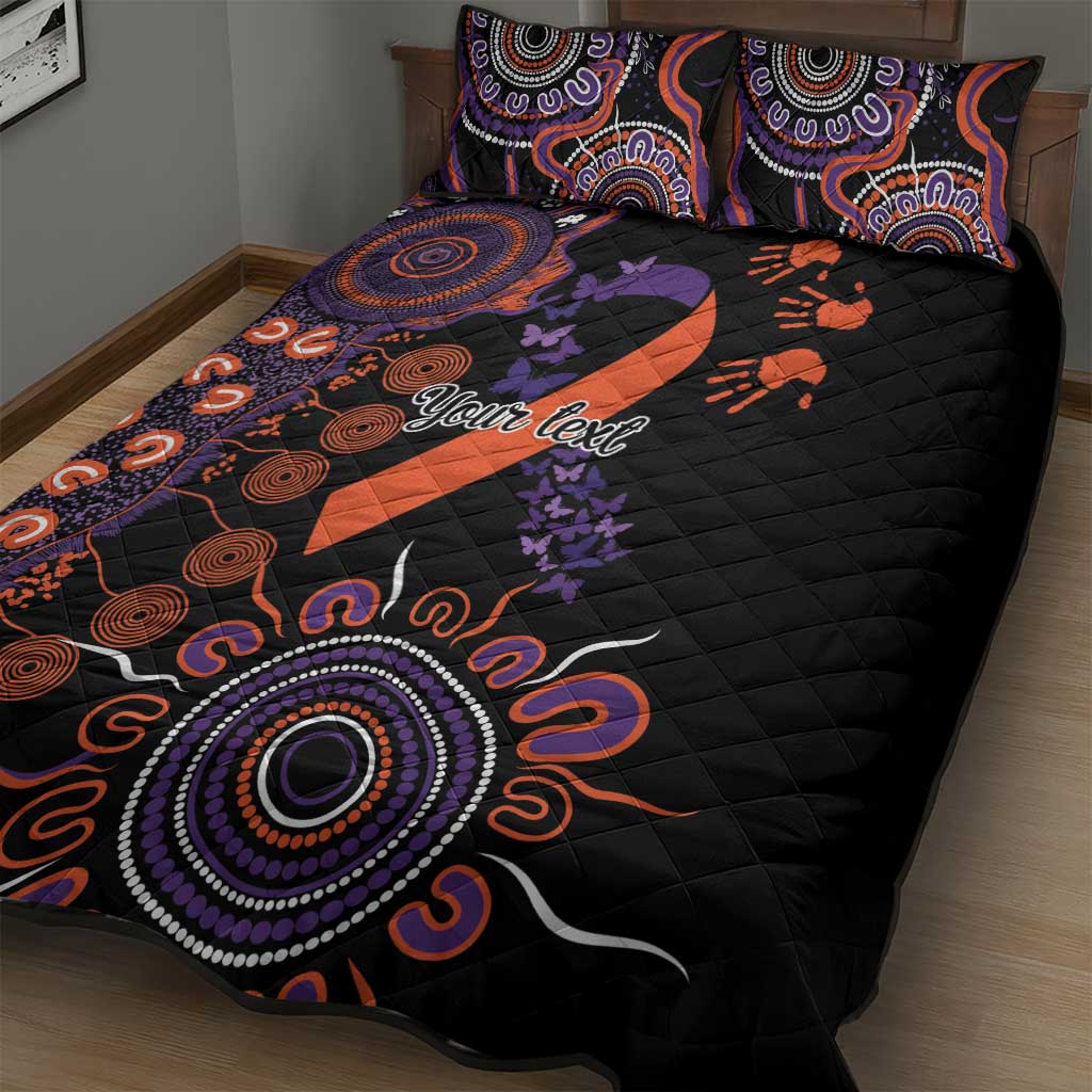 Psoriasis Awareness Personalised Quilt Bed Set Aboriginal Ribbon Dot Painting