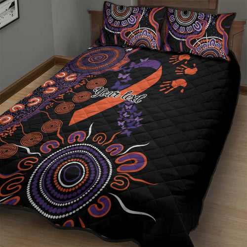 Psoriasis Awareness Personalised Quilt Bed Set Aboriginal Ribbon Dot Painting