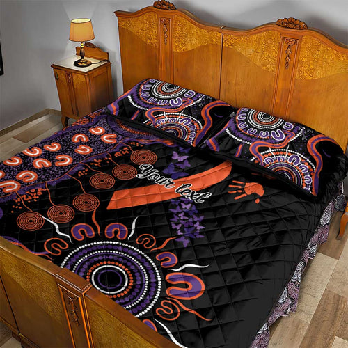 Psoriasis Awareness Personalised Quilt Bed Set Aboriginal Ribbon Dot Painting
