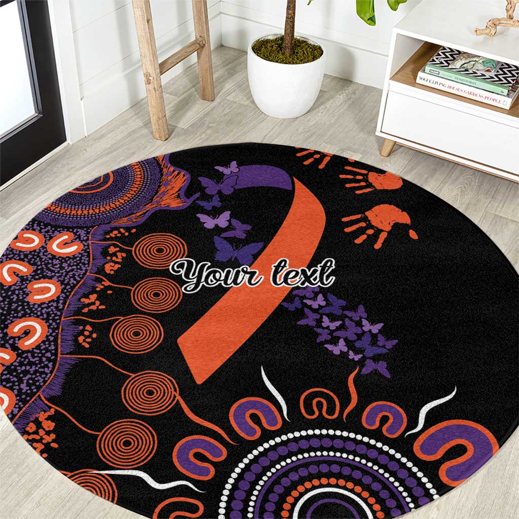 Psoriasis Awareness Personalised Round Carpet Aboriginal Ribbon Dot Painting