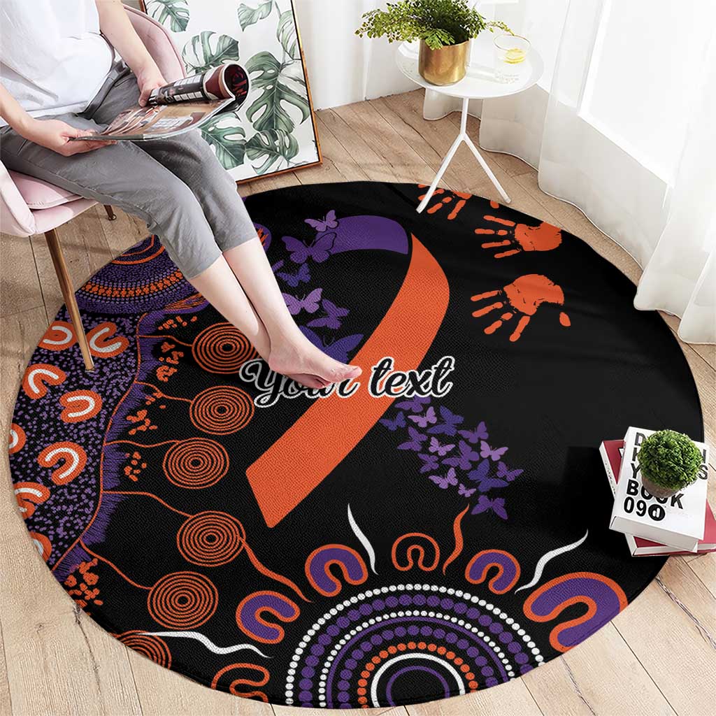 Psoriasis Awareness Personalised Round Carpet Aboriginal Ribbon Dot Painting