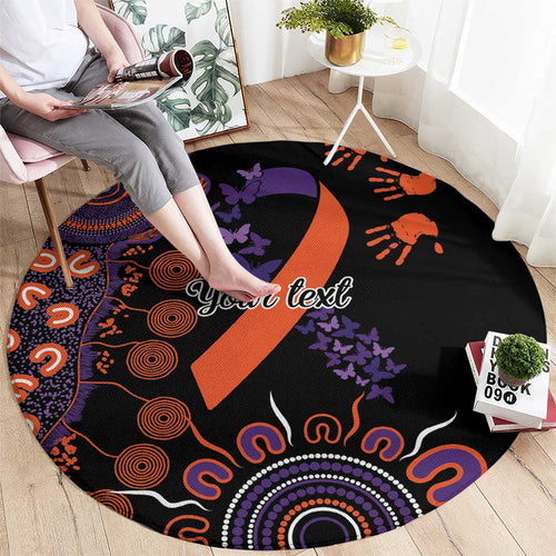 Psoriasis Awareness Personalised Round Carpet Aboriginal Ribbon Dot Painting