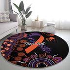 Psoriasis Awareness Personalised Round Carpet Aboriginal Ribbon Dot Painting