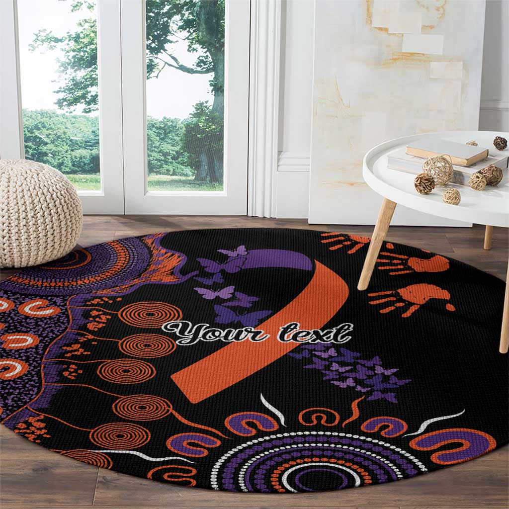 Psoriasis Awareness Personalised Round Carpet Aboriginal Ribbon Dot Painting