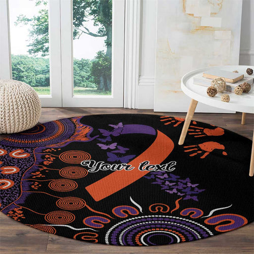 Psoriasis Awareness Personalised Round Carpet Aboriginal Ribbon Dot Painting