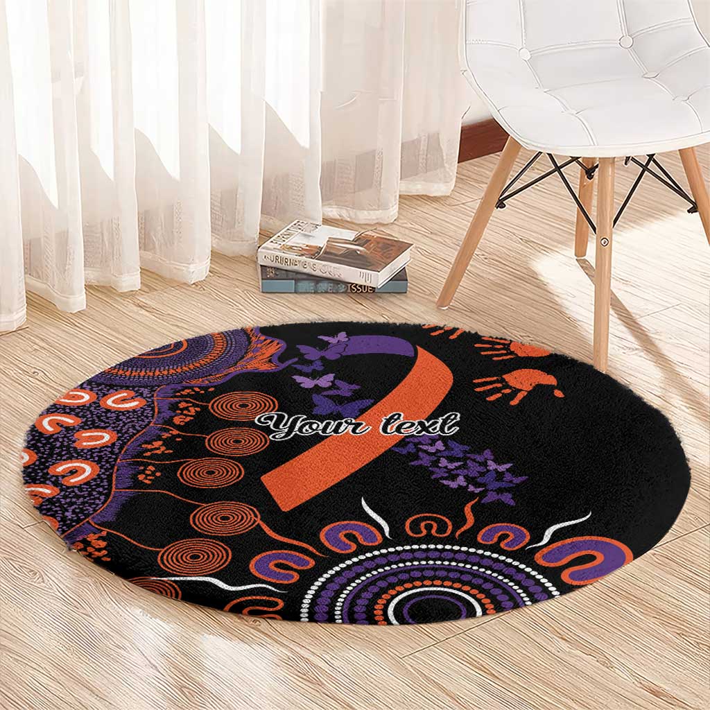 Psoriasis Awareness Personalised Round Carpet Aboriginal Ribbon Dot Painting