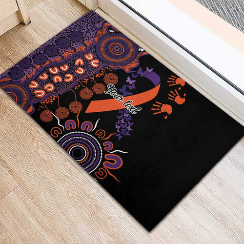 Psoriasis Awareness Personalised Rubber Doormat Aboriginal Ribbon Dot Painting