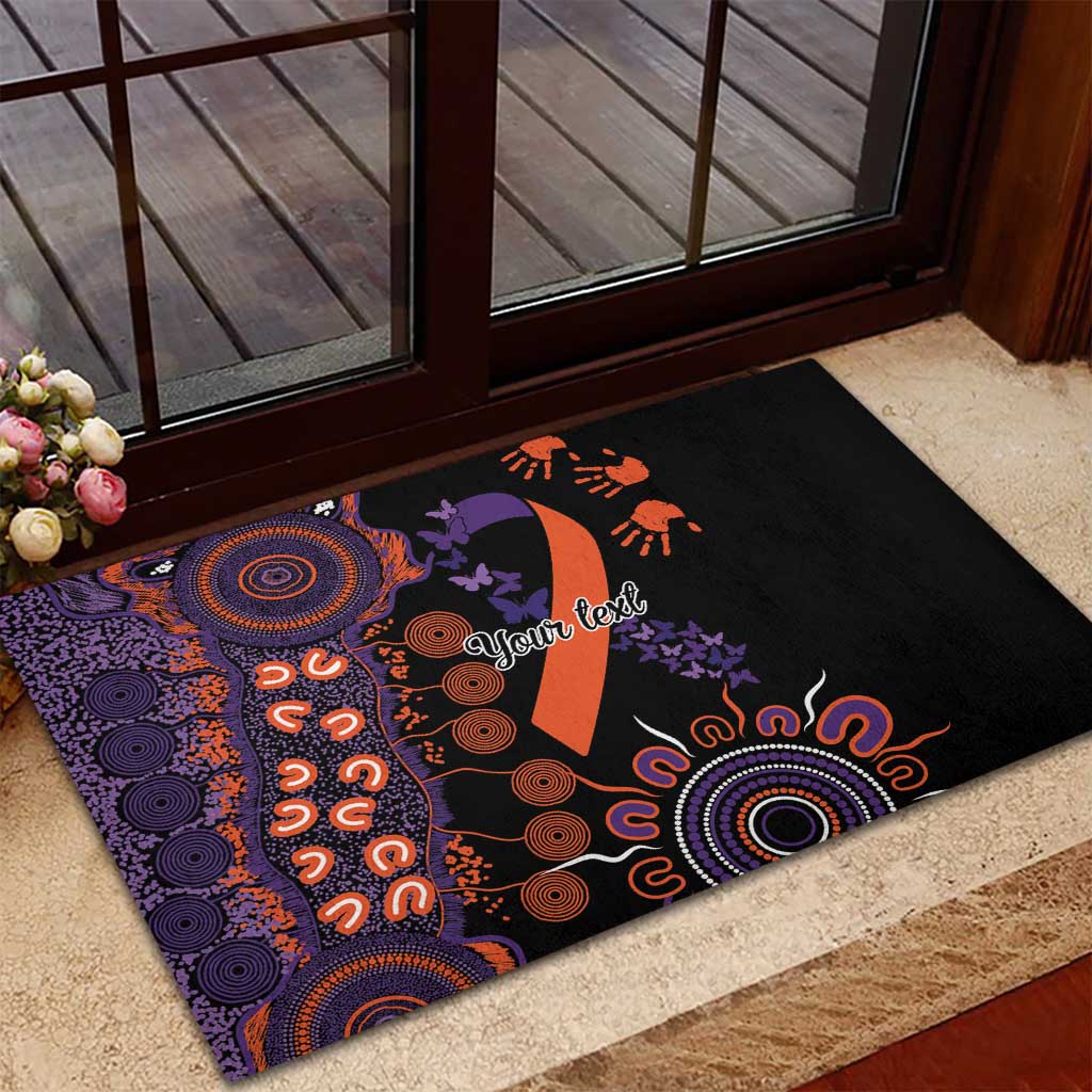 Psoriasis Awareness Personalised Rubber Doormat Aboriginal Ribbon Dot Painting
