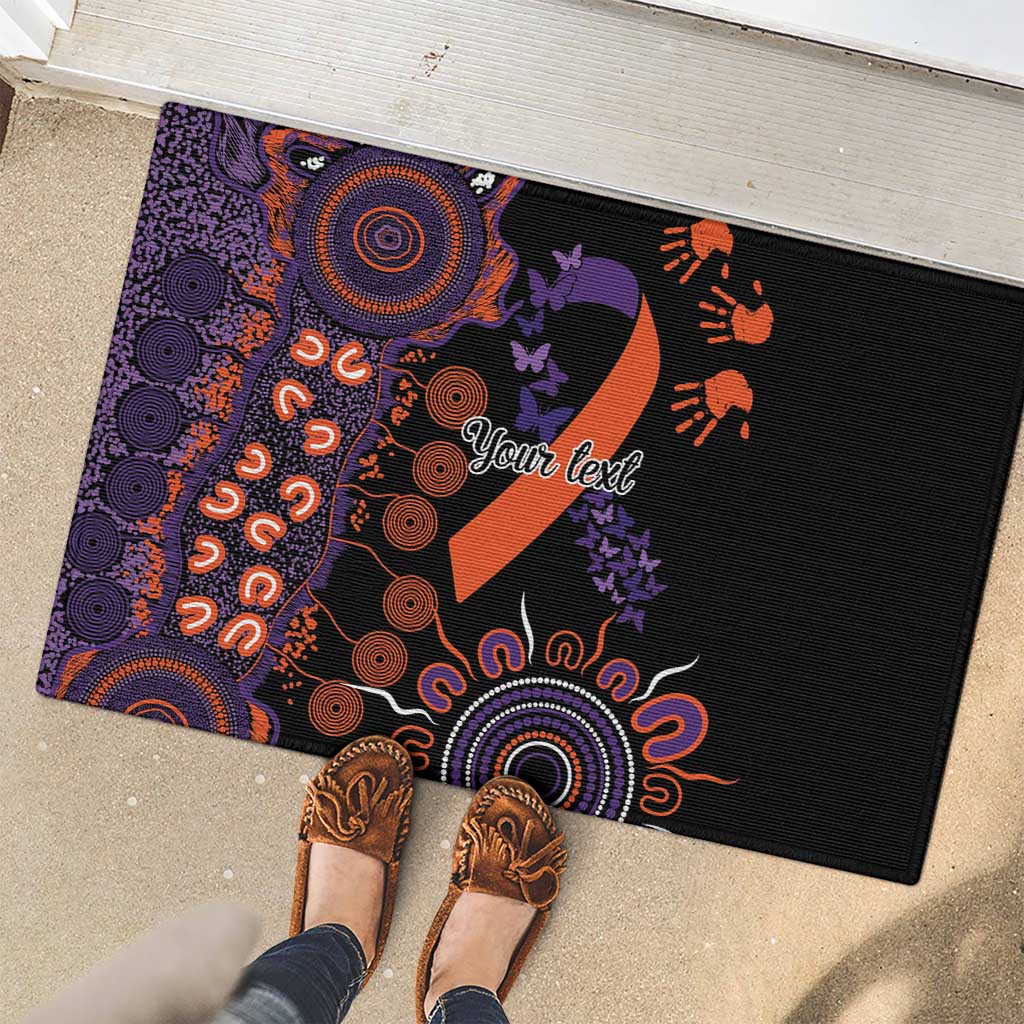 Psoriasis Awareness Personalised Rubber Doormat Aboriginal Ribbon Dot Painting