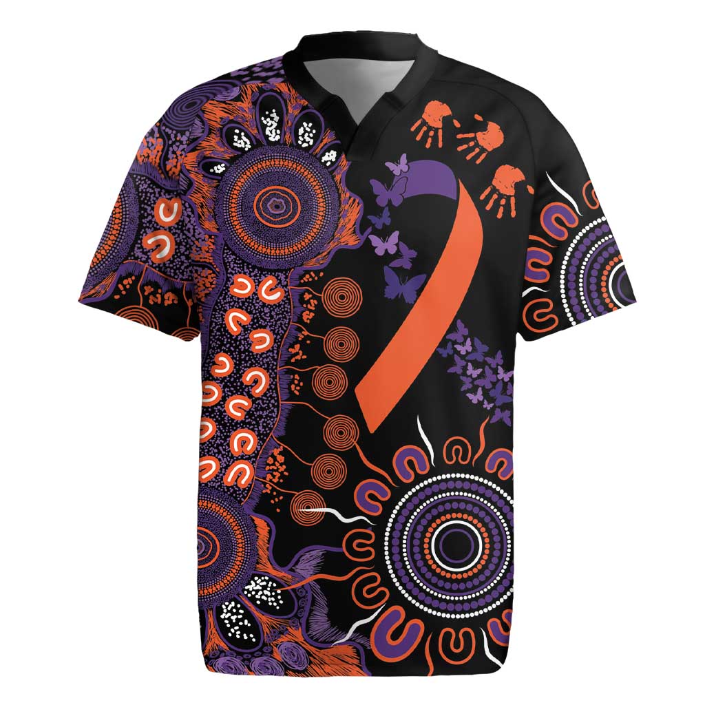 Psoriasis Awareness Personalised Rugby Jersey Aboriginal Ribbon Dot Painting